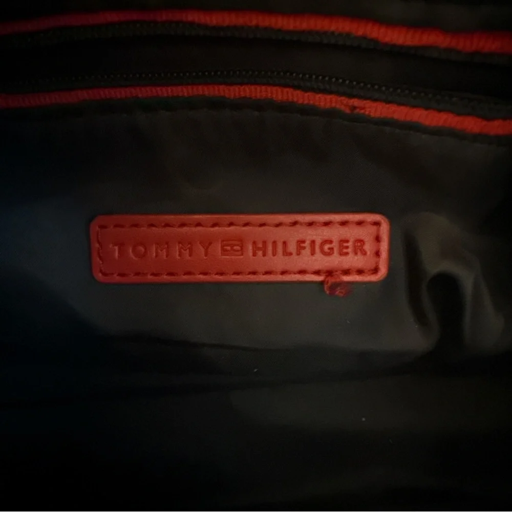 Tommy Hilfiger Dark Navy Monogram Crossbody Bag Adjustable Strap Gold Hardware